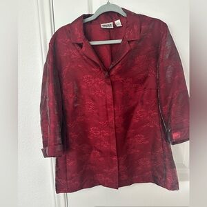 Chico's Vintage Silk Blend Floral Button Up Blouse